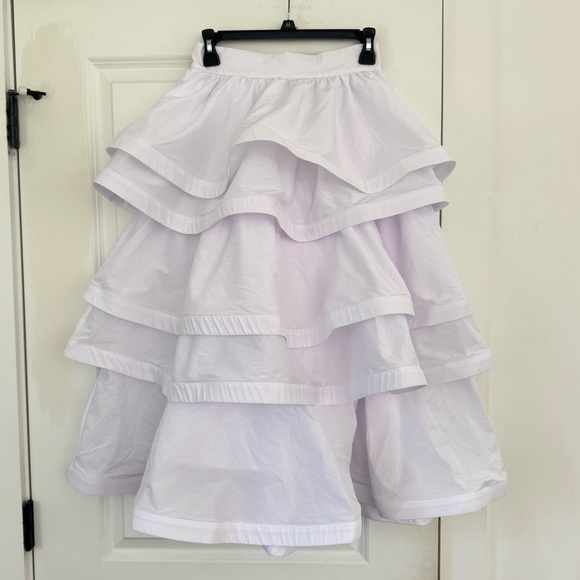 NWT Buru Teagan Tiered Ruffle Midi Length Pocketed A-
Line Skirt Size S - Picture 3 of 5